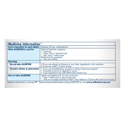 Allertine (Bilastine) 20mg Tablets 30