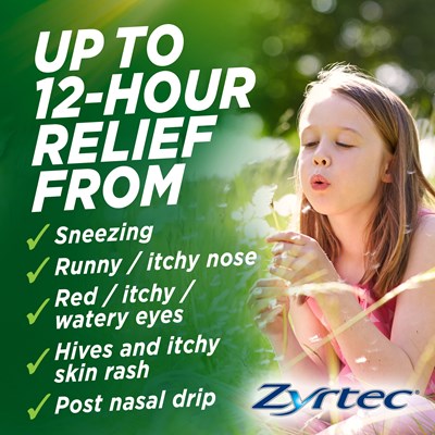 Zyrtec Kids Antihistamine Allergy & Hayfever Chewable Tablet Grape 10 Pack