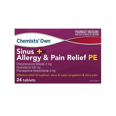 Chemists' Own Sinus + Allergy & Pain Relief PE 24 Tablets