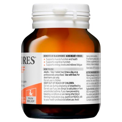 Blackmores Ache Relieft + Focus 30 Tabs