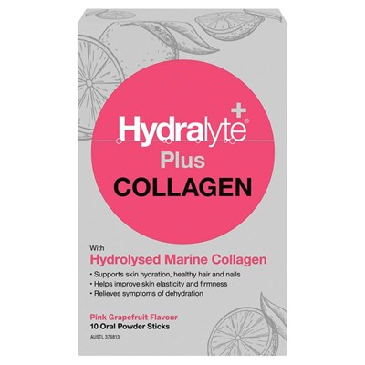Hydralyte Plus Collagen Pink Grapefruit 10 Pack