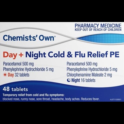 Chemists' Own Day + Night Cold & Flu Relief PE 48 Tablets