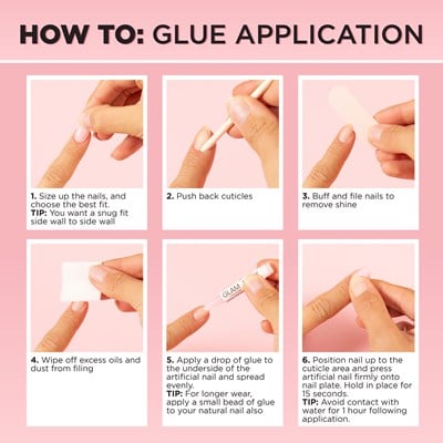 Glam by Manicare Press On Nails Short Square French Pink Kit