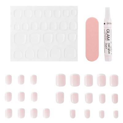 Glam by Manicare Press On Nails Short Square French Pink Kit