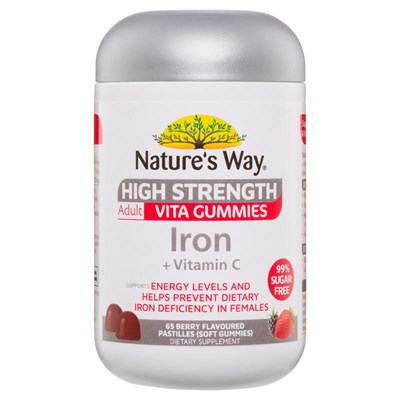 Nature's Way Adult Vita Gummies High Strength Iron + Vitamin C 65 Pastilles