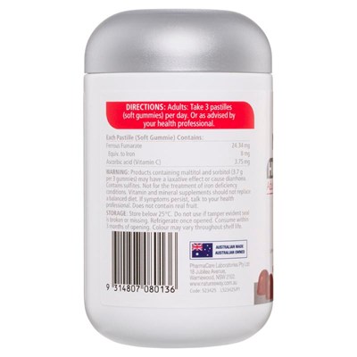 Nature's Way Adult Vita Gummies High Strength Iron + Vitamin C 65 Pastilles