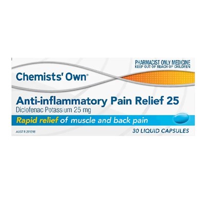 Chemists' Own Anti-inflammatory Pain Relief (diclofenac) 25mg Liquid Tablets 30