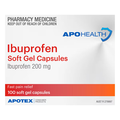 ApoHealth Ibuprofen Soft Gel 200mg 100 Capsules