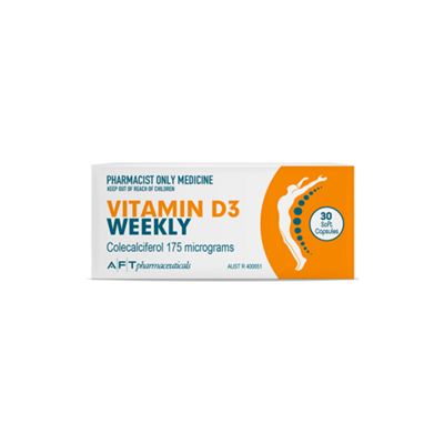 AFT Vitamin D3 7000IU Weekly Colecalciferol Soft Gel 30 Capsules