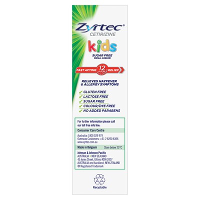 Zyrtec Kids Allergy & Hayfever Relief Antihistamine Bubblegum Liquid 60mL