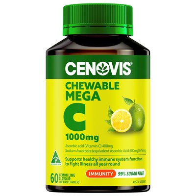 Cenovis Chewable Mega Vitamin C 1000mg Lemon Lime 60 Chewable Tablets