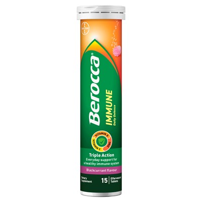 Berocca Immune Daily Defence Vitamin C, D and Zinc, Blackcurrant Flavoured Effervescent Tablets 30PK