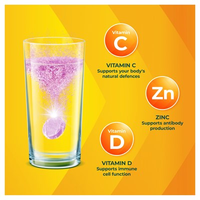 Berocca Immune Daily Defence Vitamin C, D and Zinc, Blackcurrant Flavoured Effervescent Tablets 30PK