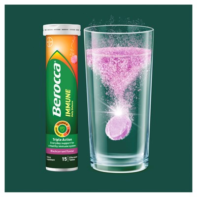 Berocca Immune Daily Defence Vitamin C, D and Zinc, Blackcurrant Flavoured Effervescent Tablets 30PK