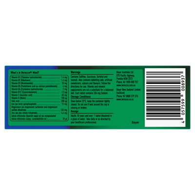 Berocca Mind Mixed Berries Effervescent Tablets 20 Pack