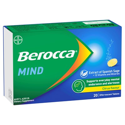 Berocca Mind Citrus Flavour 20 Effervescent Tablets