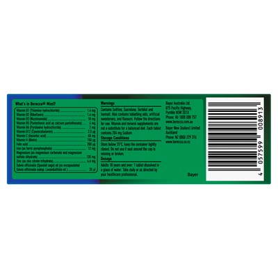 Berocca Mind Citrus Flavour 20 Effervescent Tablets