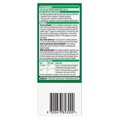 Panadol (Paracetamol) 500mg  Mini Caplets 16