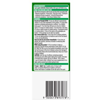 Panadol Extra Optizorb 500/65Mg Caplets 16