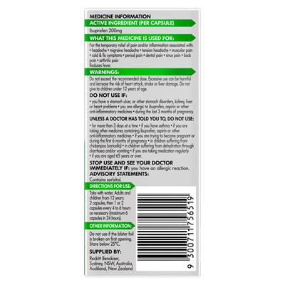 Nurofen Zavance Mini (Ibuprofen)  Fast Pain Relief 200mg Liquid Capsules 16