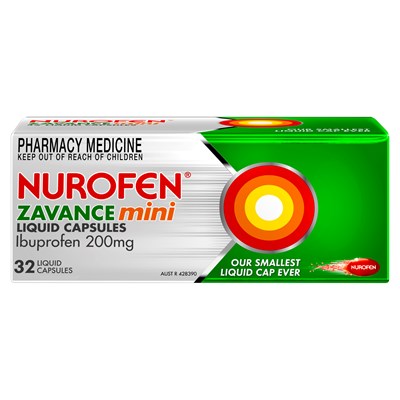 Nurofen Zavance Mini (Ibuprofen) Fast Pain Relief 200mg Liquid Capsules 32