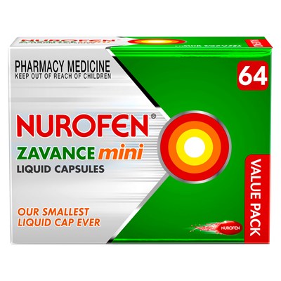 Nurofen Zavance Mini (Ibuprofen) Fast Pain Relief 200mg Liquid Capsules 64