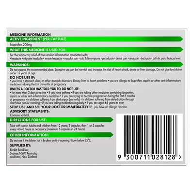 Nurofen Zavance Mini (Ibuprofen) Fast Pain Relief 200mg Liquid Capsules 64