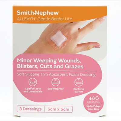 ALLEVYN GENTLE BORDER LITE 5cm x 5cm 3 Pack