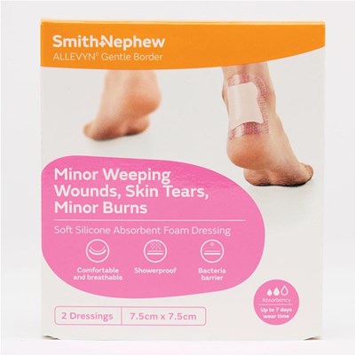 ALLEVYN GENTLE BORDER 7.5cm x 7.5cm 2 Pack