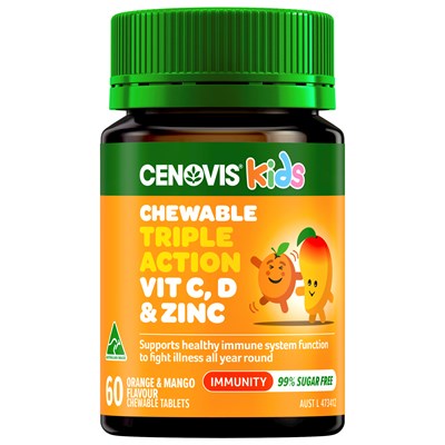 Cenovis Kids Chewable Triple Action Vit C, D & Zinc 60 Tablets