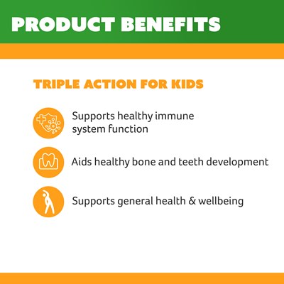 Cenovis Kids Chewable Triple Action Vit C, D & Zinc 60 Tablets
