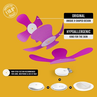 X-Patches for Freestyle Libre 1 & 2, Medtronic, Omnipod and Lingo Multicolour 20 Pack