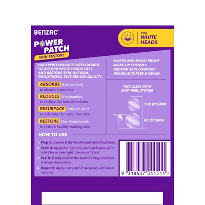 Benzac Power Patches Skin Restore 23 Pack