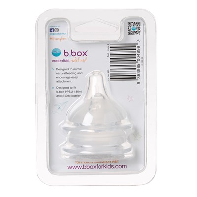 b.box Baby Bottle Anti-Colic Teat - Stage 3 (6m+) 2 pack