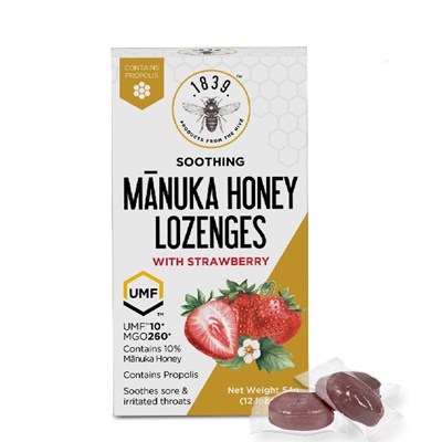1839 UMF 10+ Manuka Honey Lozenges with Strawberry 12 Pack
