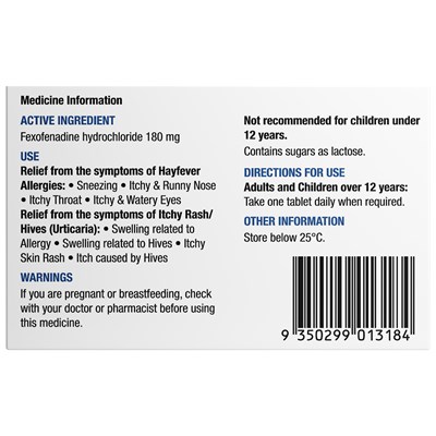 Chemists' Own Fexo Hayfever & Allergy Relief  180mg 70 Tablets