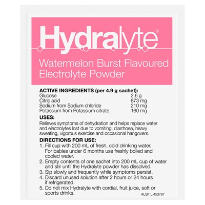 Hydralyte Powder Watermelon Burst 4.9g x 24 Sachets