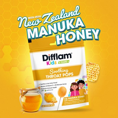 Difflam Kids Soothing Throat Pops Manuka Honey 10 Lollipops