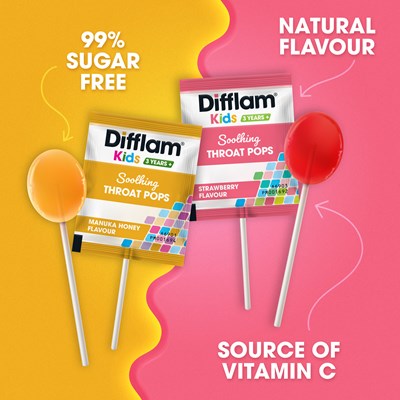 Difflam Kids Soothing Throat Pops Manuka Honey 10 Lollipops