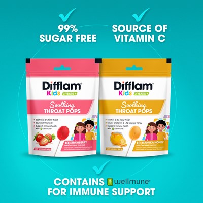 Difflam Kids Soothing Throat Pops Manuka Honey 10 Lollipops