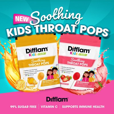 Difflam Kids Soothing Throat Pops Manuka Honey 10 Lollipops